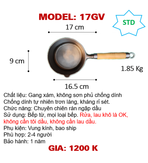 17GV Quánh chiên ngập dầu tay cầm gỗ