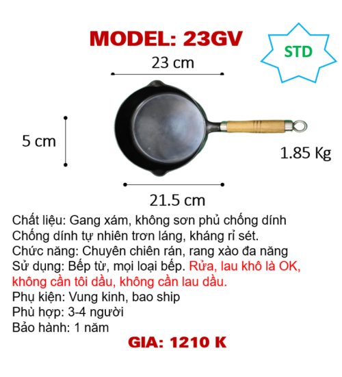 23GV Chảo rán tay cầm gỗ