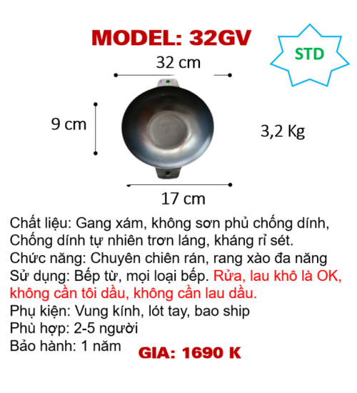 32GV Chảo xào đa năng 