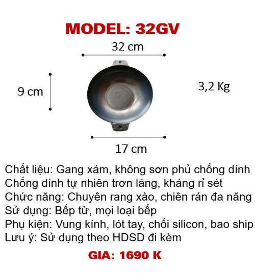 32GV Chảo xào đa năng 