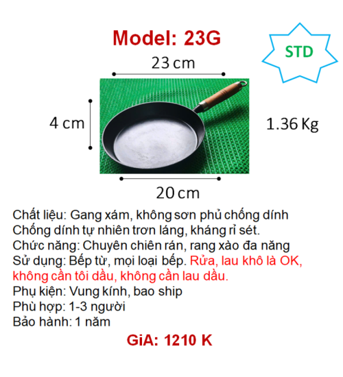 23G chảo gang thô chiên rán 